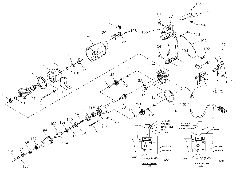 Default Diagram and Parts List for J-6625 Type 1 Porter Cable Miscellaneous